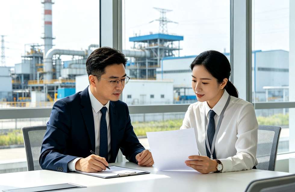 顾问与客户核对售电服务方案